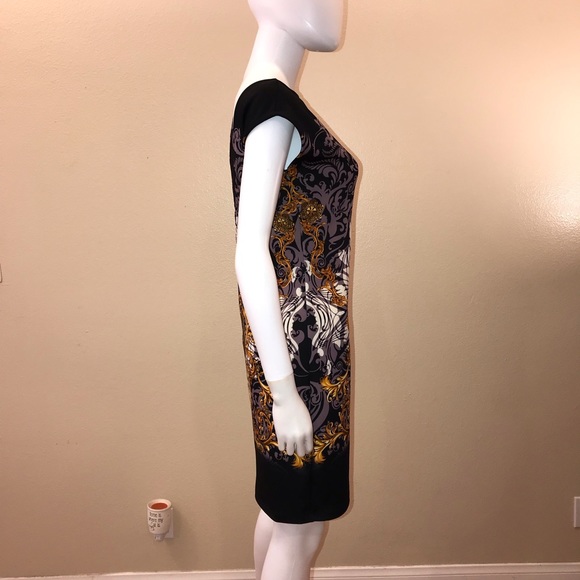 Viviana Gabeiras Sheath Scuba Dress NEW Size Medium Black Orange - Picture 8 of 16